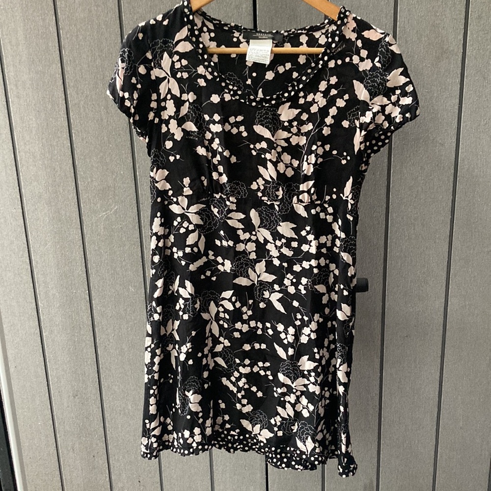 MAXMARA Weekend Max Mara silk floral mini dress, black and cream, size 8